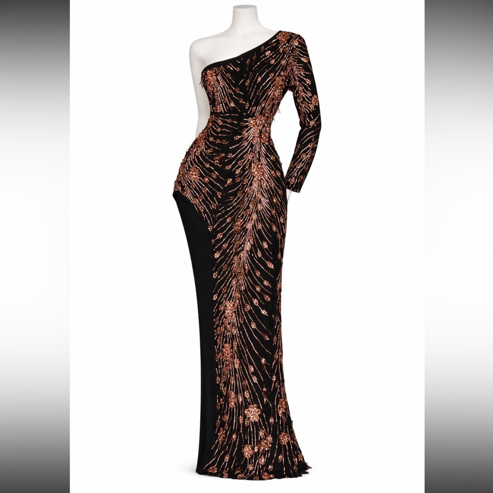 Black and Gold Sequin Dress